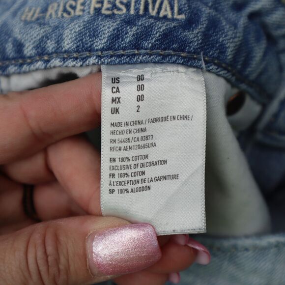 American Eagle Outfitters Shorts Womens 00 Blue High Rise Cut Off Distressed - Picture 5 of 12